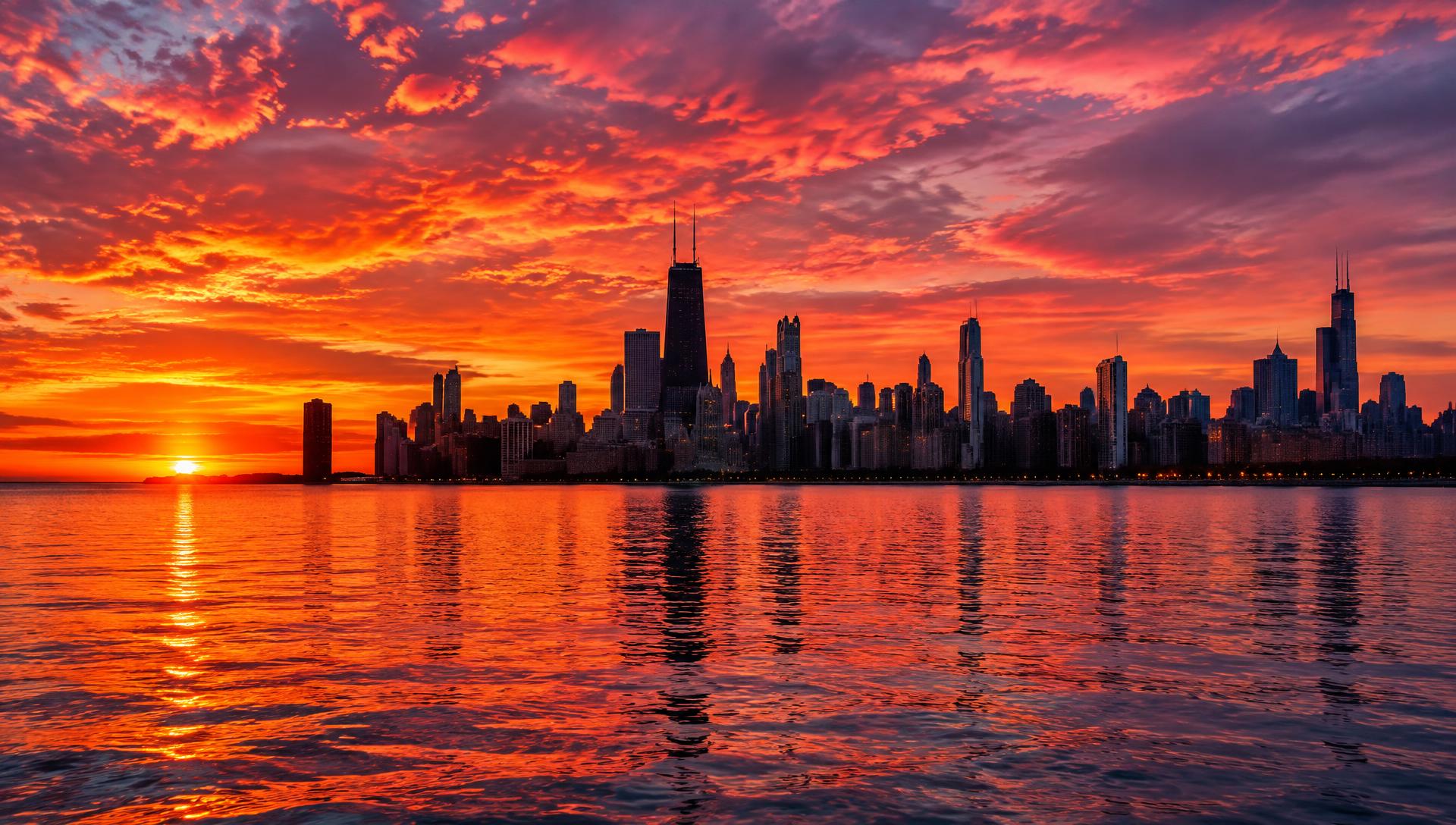 Sunset in Chicago
