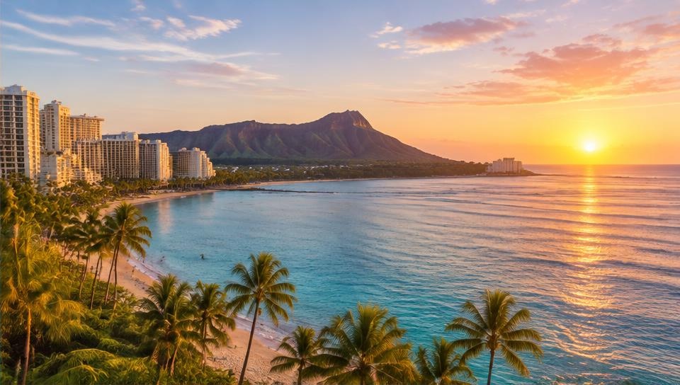 Sunrise in Honolulu, Waikiki