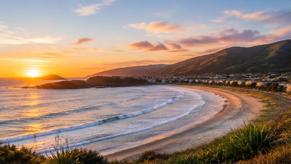 Sunrise in Wellington, Lyall Bay